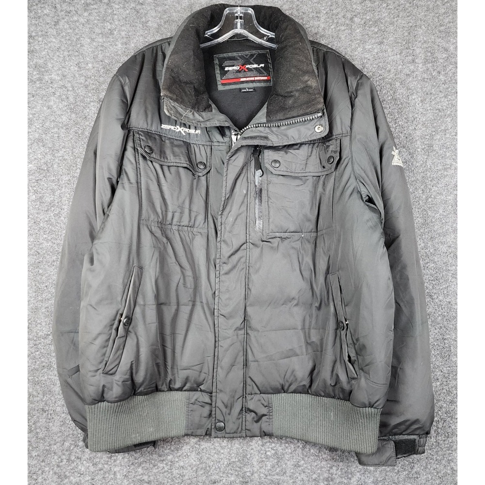 ZeroXposur Puffer Jacket Mens Large Charcoal Grey Insulated Bomber Missing‎ Hood
